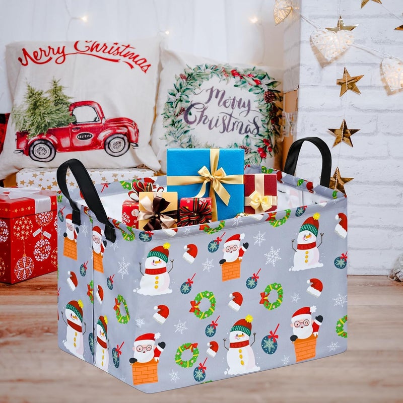 KUNRO Christmas Gift Storage Basket Rectangle Storage Organizer for Nursery Hamper Home Bedroom Laundry Hamper Shelf Baskets. - Image 3